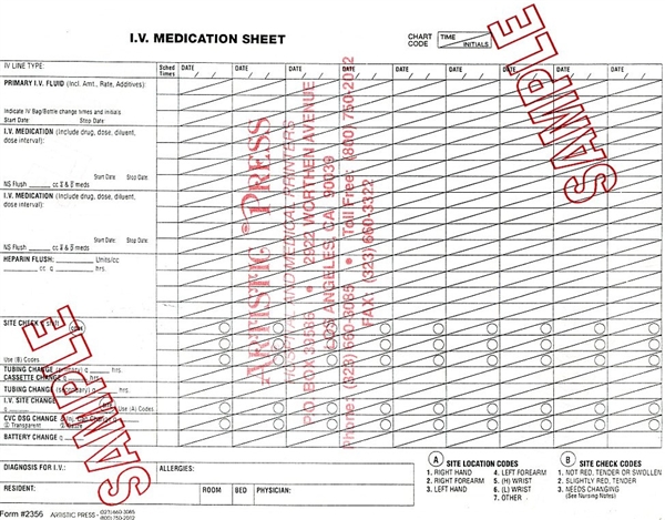 I.V Medication Sheet # 2356