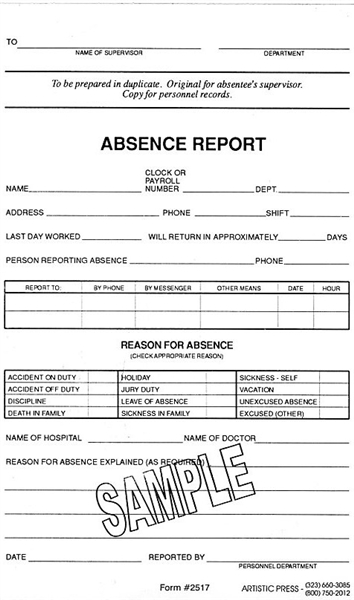Absence Report # 2517