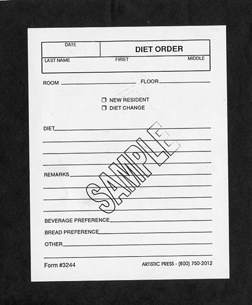 Diet Order Slip # 3244