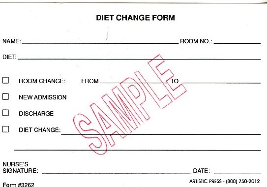 Diet Change Card # 3262